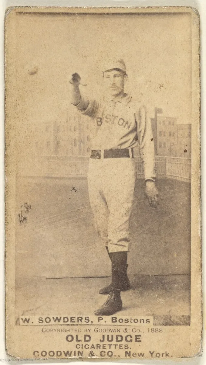 W. Sowders, Pitcher, Boston, from the Old Judge series (N172) for Old Judge Cigarettes — Goodwin & Company
