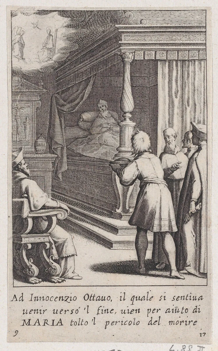 Innocent VII, from Scelta d'Alcuni Miracoli e Grazie della Santissima Nunziata di Firenze (Selection of Some Miracles and Graces that Occurred in the Church of the Annunziata in Florence) — Jacques Callot