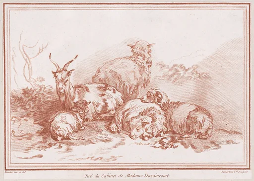 Une chèvre et quatre moutons