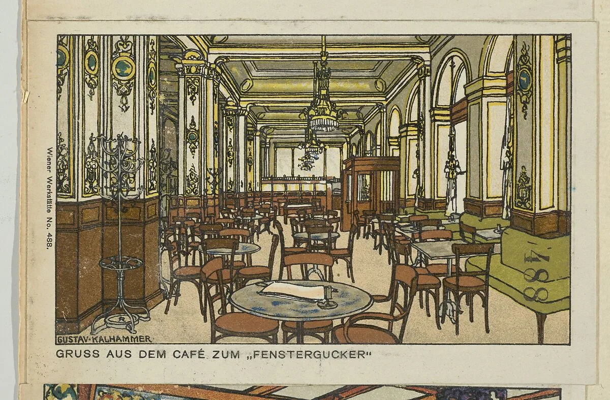 Gruss aus dem Café zum "Fenstergucker" — Gustav Kalhammer|Wiener Werkstätte