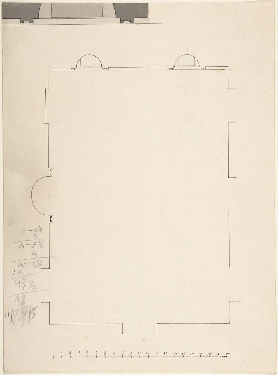 Plan of large room with three niches — Anonymous, British, 18th century
