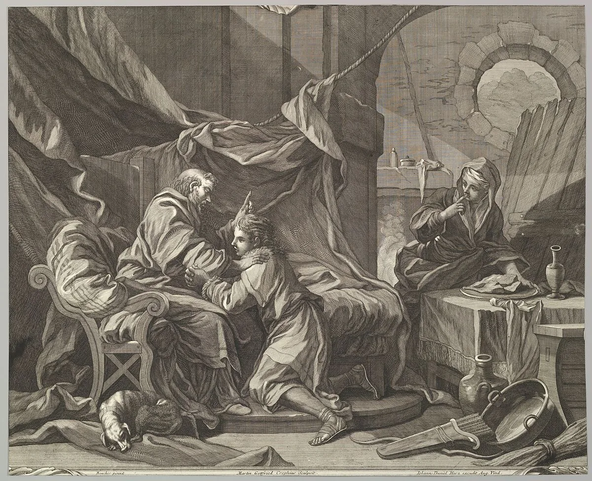 Isaac Blessing Jacob — Jean Daullé|Martin Gottfried Crophius|François Boucher|Johann Daniel Herz the Elder