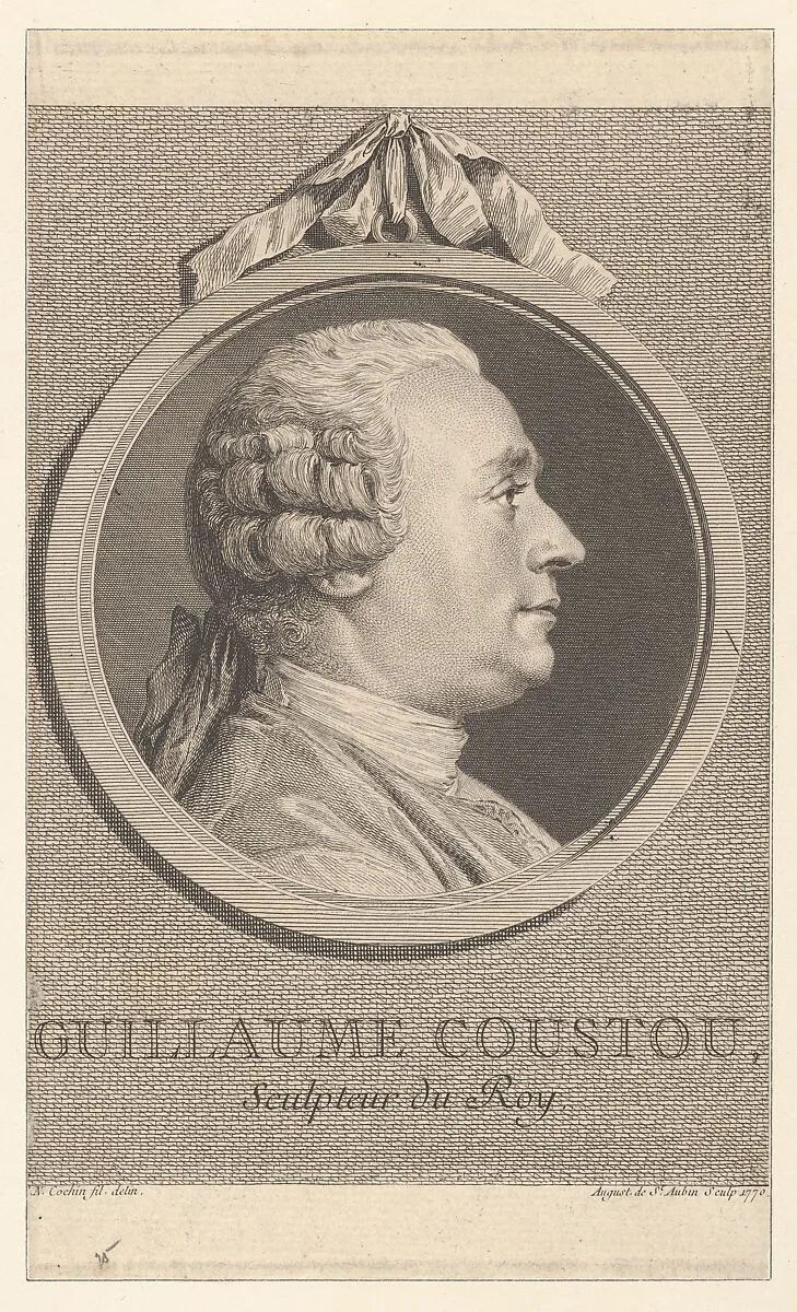 Portrait of Guillaume Coustou — Augustin de Saint-Aubin|Charles Nicolas Cochin II
