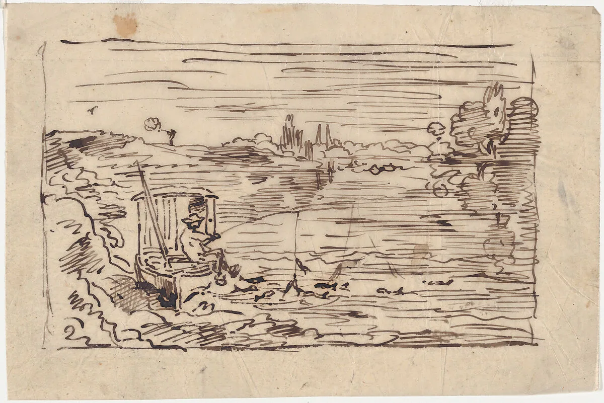 The Cabin Boy Fishing or Line Fishing — Charles-François Daubigny