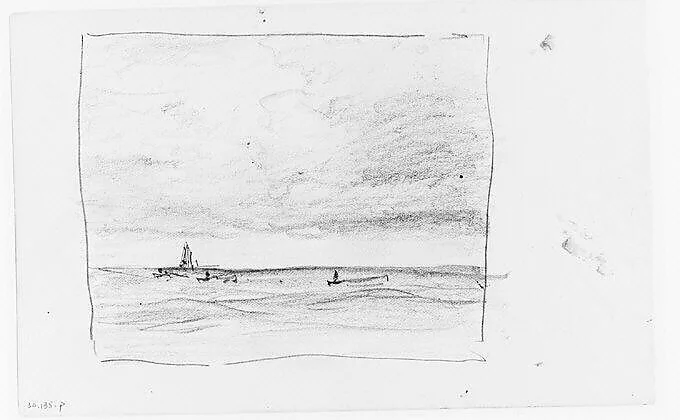 Four Boats on Water (Long Island Sound?) (from Sketchbook) — Henry Ward Ranger
