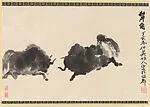 近代 吳作人 犛角 軸|Fighting Yaks — Wu Zuoren