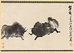 近代 吳作人 犛角 軸|Fighting Yaks