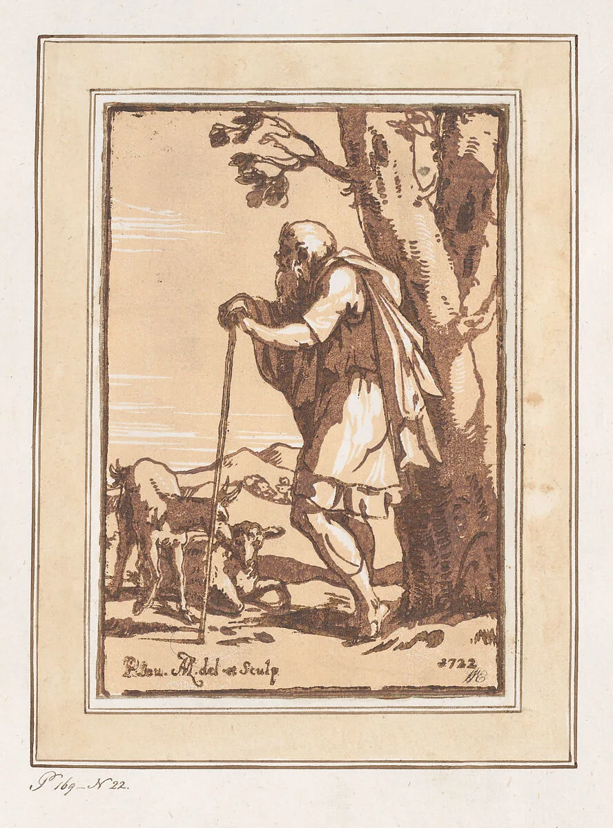 Elderly Shepherd Leaning on a Staff — Parmigianino (Girolamo Francesco Maria Mazzola)|Anton Maria Zanetti the Elder