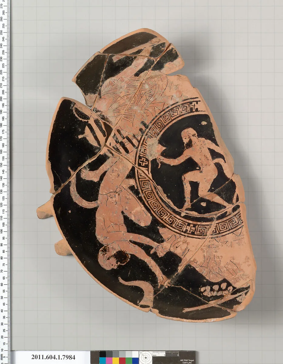 Terracotta fragment of a kylix (drinking cup) — Veii Painter