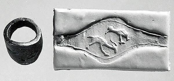 Seal ring: bird above a horned animal — Unknown
