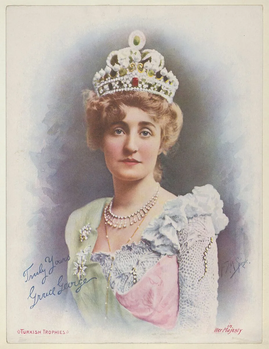 Grace George in Her Majesty, from the Actresses series (T1), distributed by the American Tobacco Co. to promote Turkish Trophies Cigarettes — Frederick Moladore Spiegle|American Tobacco Company
