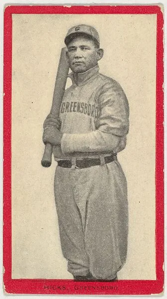 Hicks, Greensboro, Carolina Association, from the Baseball Players (Red Borders) series (T210) issued by Old Mill Cigarettes — Old Mill Cigarettes, Virginia