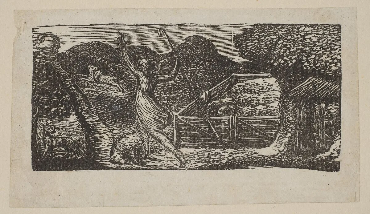 Shepherd Chases Away a Wolf, from Thornton's "Pastorals of Virgil" — William Blake|Virgil|Robert John Thornton