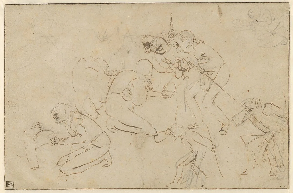 Studies for an Adoration of the Shepherds — Adriaen Brouwer