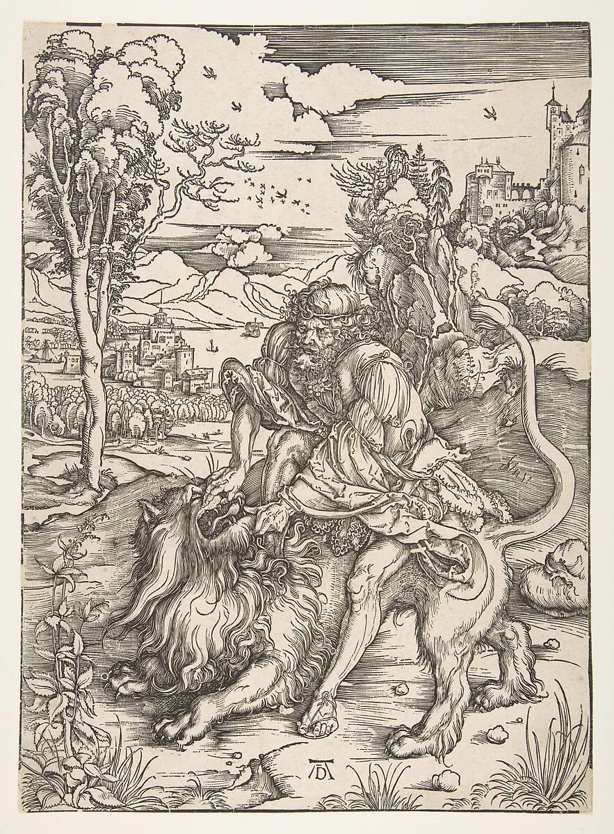 Samson Rending the Lion — Albrecht Dürer
