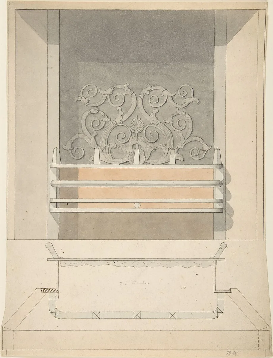 Design for Cast-iron Grate with Green Metal Surround — Benjamin Dean Wyatt
