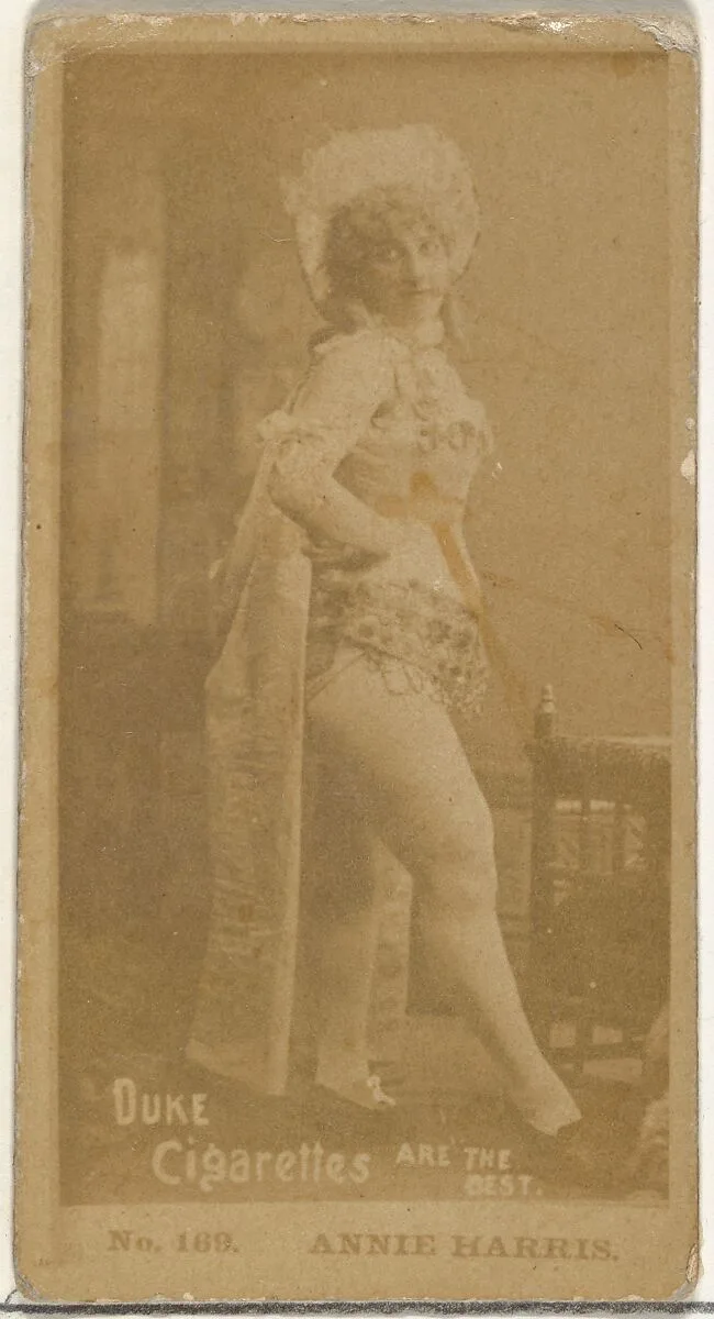 Card Number 169, Annie Harris, from the Actors and Actresses series (N145-6) issued by Duke Sons & Co. to promote Duke Cigarettes — W. Duke, Sons & Co.