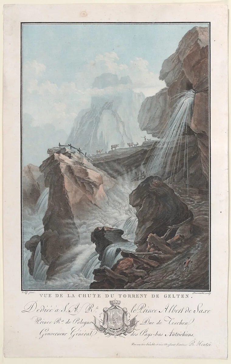 Vue de la chute du torrent de Gelten — Caspar Wolf|Charles Melchior Descourtis|Rudolph Samuel Henzi