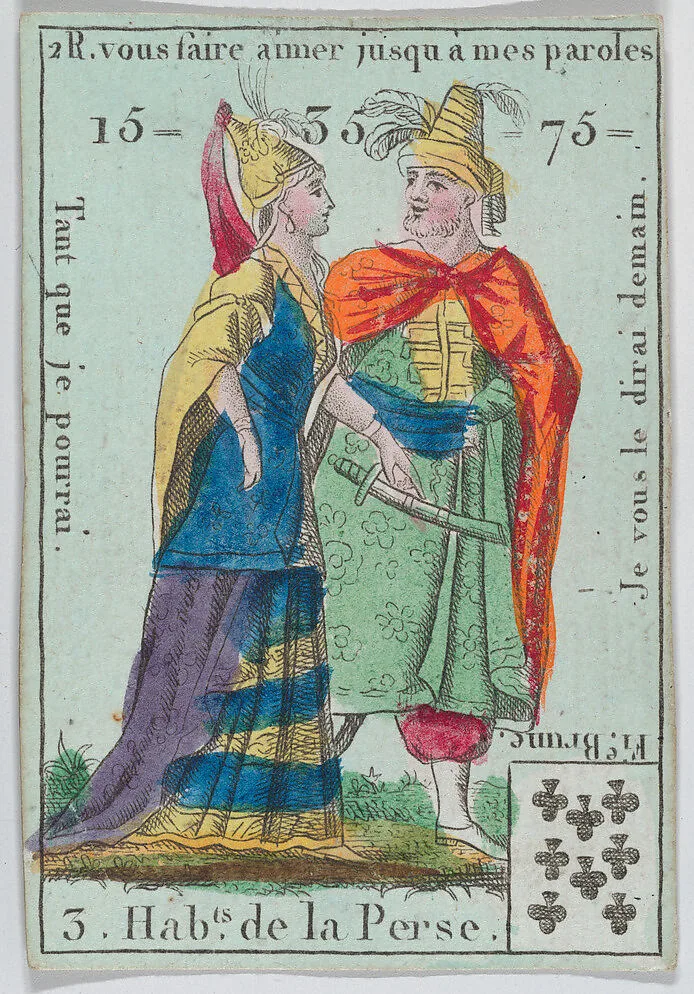 Hab.ts de la Perse from Playing cards "Jeu d'Or" — Anonymous, French, 18th century