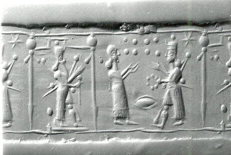 Cylinder seal with cultic scene — Unknown