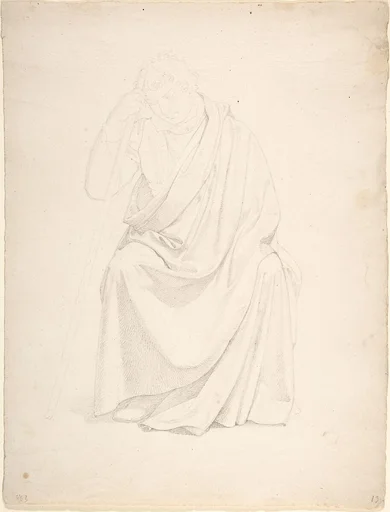 A Drapery Study of a Seated Man