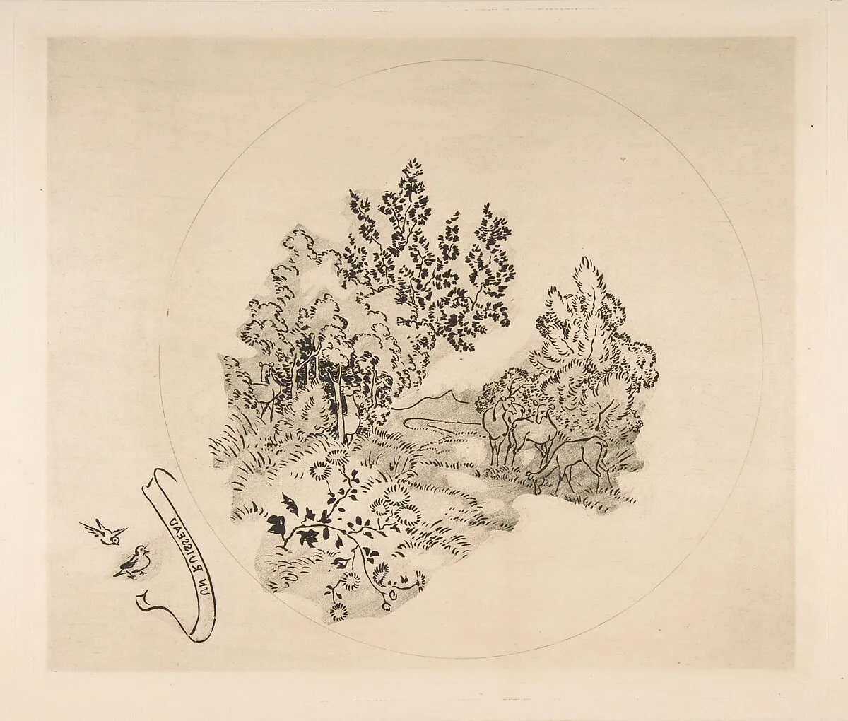 Decoration for a Plate: A Stream — Félix Bracquemond