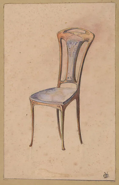 Design for a Wooden Dining Chair in the Art Nouveau Style — Georges de Feure|Edward Colonna