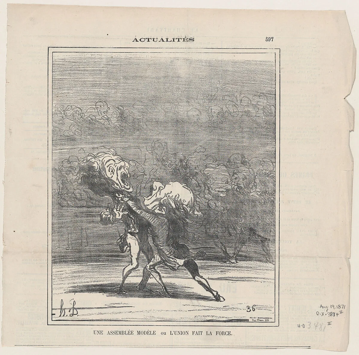 A model of an assembly or unity makes strength, from 'News of the day,' published in Le Charivari, August 19, 1871 — Honoré Daumier