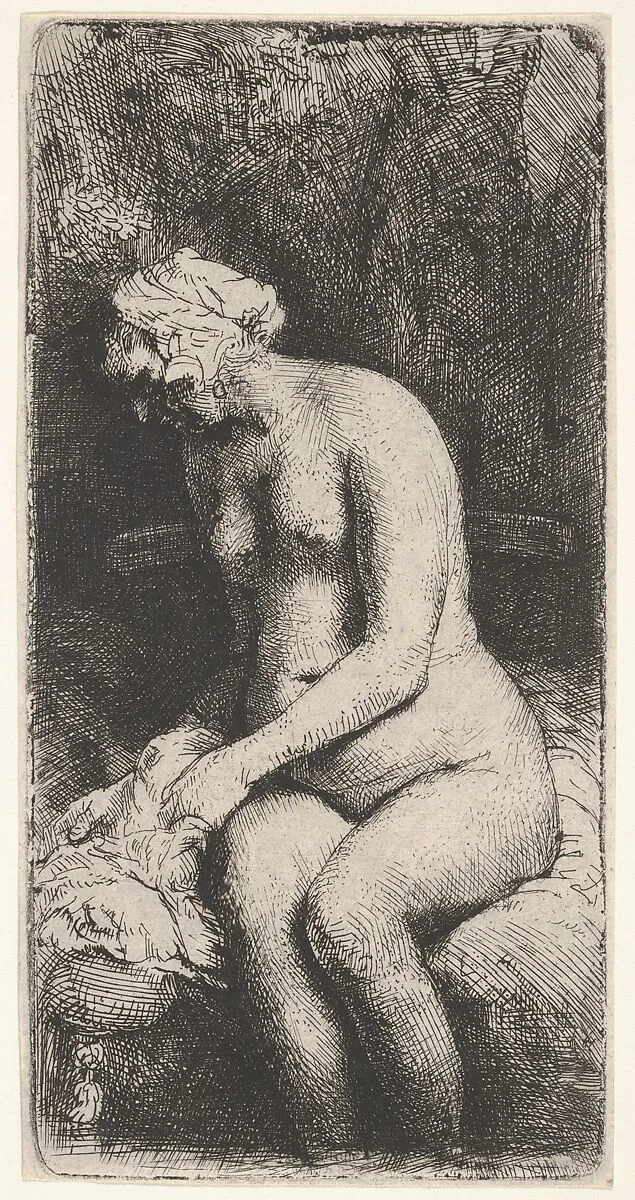 Woman Bathing her Feet at a Brook — Rembrandt (Rembrandt van Rijn)
