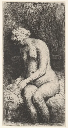 Woman Bathing her Feet at a Brook