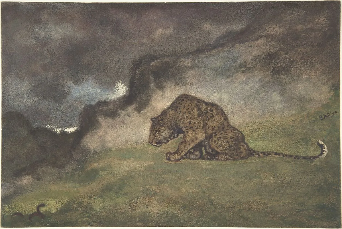 Leopard Watching Serpent — Antoine-Louis Barye