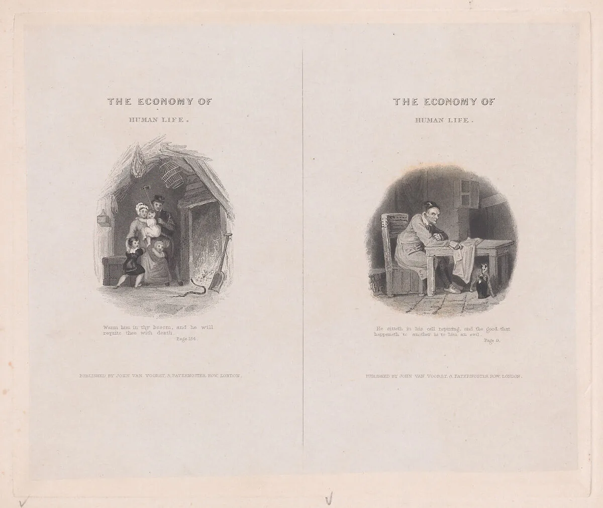 Two illustrations for "The Economy of Human Life" — Frank Howard|Robert Dodsley|John van Voorst
