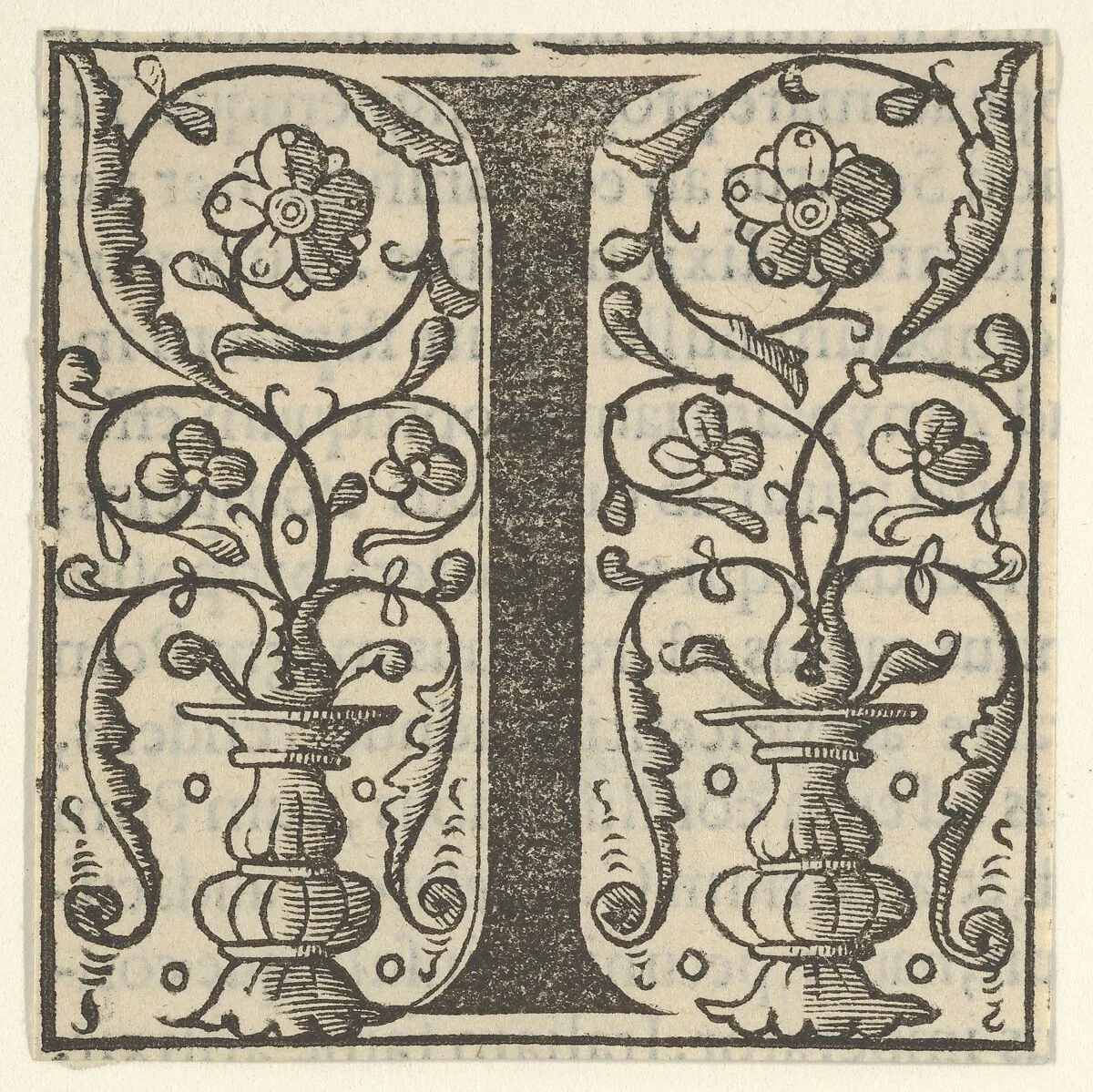 Initial letter I with garlands — Unknown