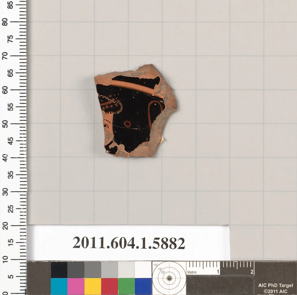 Terracotta fragment of a kylix (drinking cup) — Epiktetos