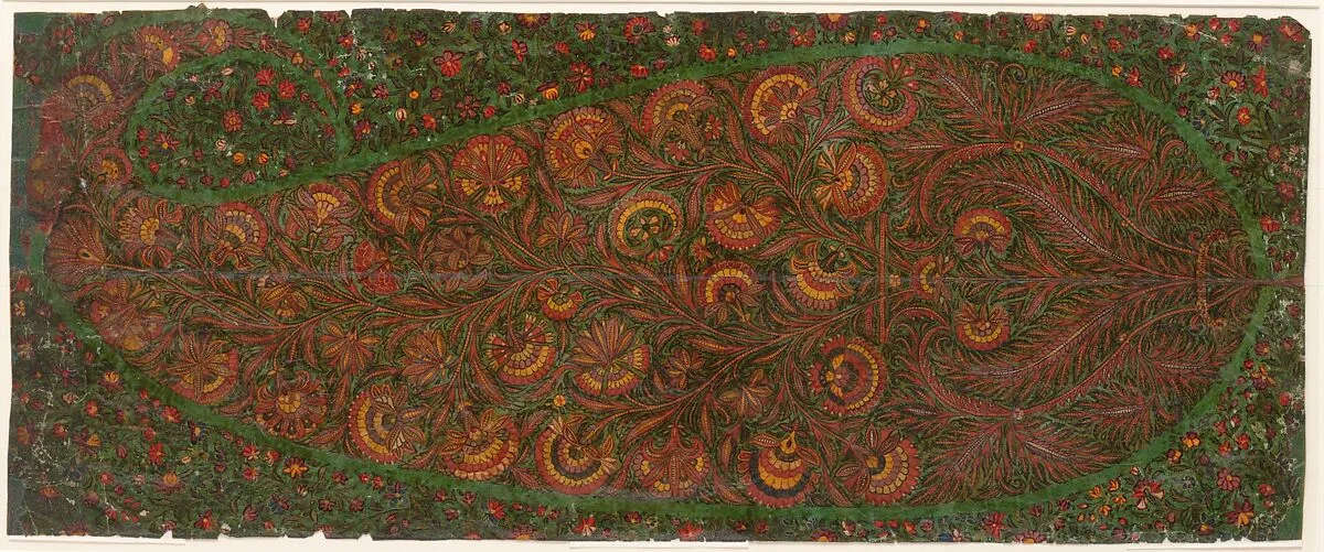 Motif from Kashmir Shawl: Pheerozee (Turquoise Color), No. 23, By Order of Mahummud Azeem Khan — Anonymous, Indian, 19th century