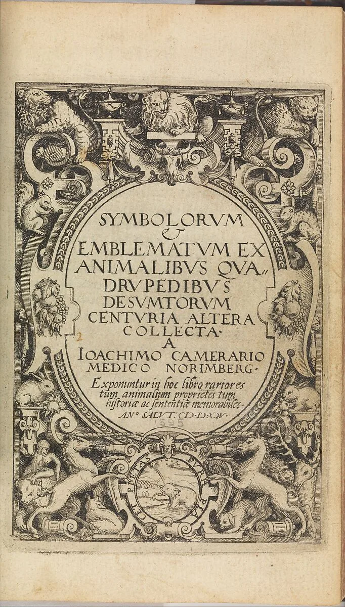 I) Symbolarum et Emblematum ex Aquatilibus et Reptilibus Desumptorum. Centuria Quarta. (1604) — Joachim Camerarius the Younger|? Vögelin|Johann Siebmacher