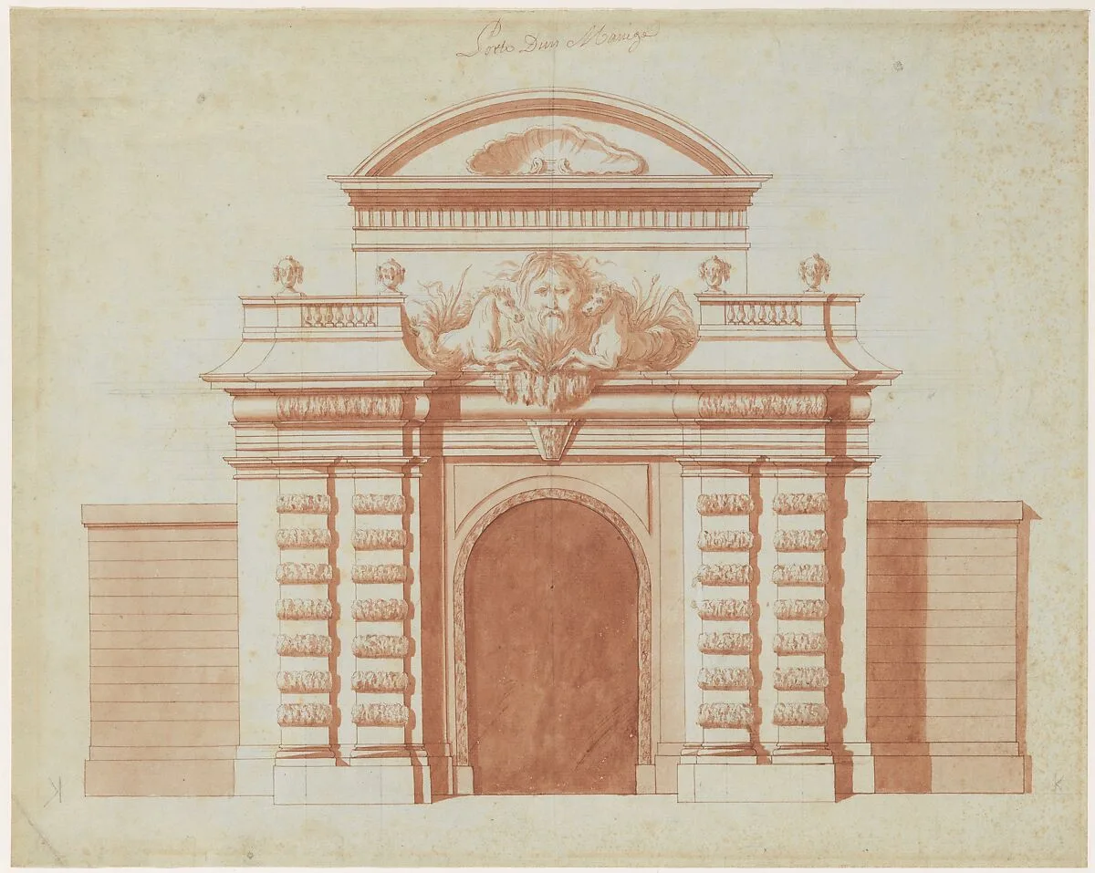 Elevation of an Entrance to a Riding School — Anonymous, French, 18th century