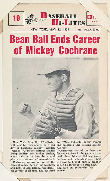 Mickey Cochrane #19 from Nu-Card Baseball Hi-Lites series (W460) — Nu-Card, Inc.