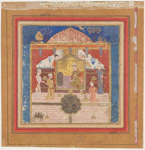 "Khusrau Parviz before his Father Hurmuzd (?)", Folio from a Shahnama (Book of Kings)