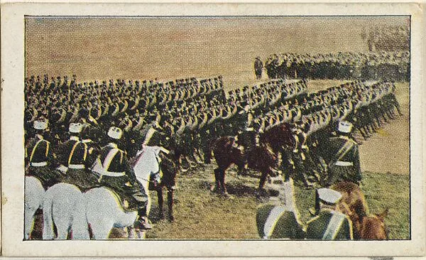 Card No. 33, Russian Soldiers on a Forced March to Lemnix, from the World War I Scenes series (T121) issued by Sweet Caporal Cigarettes — Underwood & Underwood|American Tobacco Company