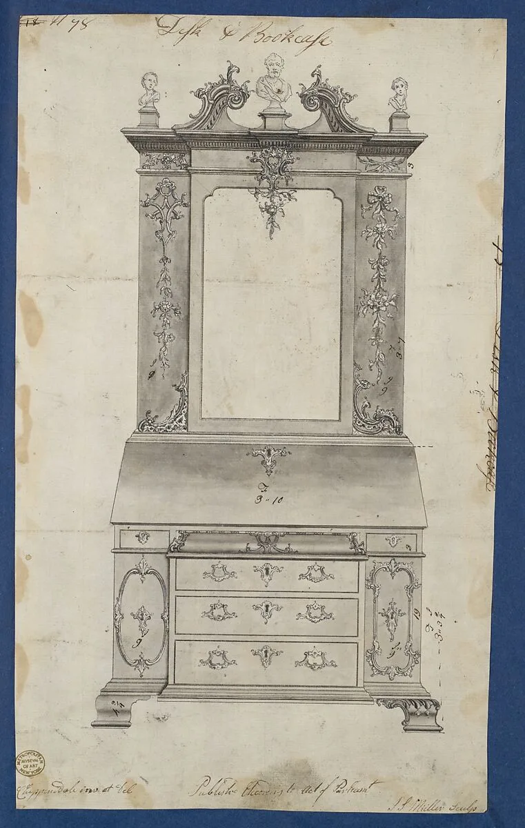 Desk and Bookcase, from Chippendale Drawings, Vol. II — Thomas Chippendale