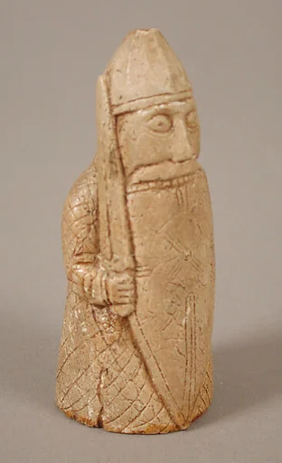 Chess Piece of a Berserker (Copy of one of the Lewis Chessmen)