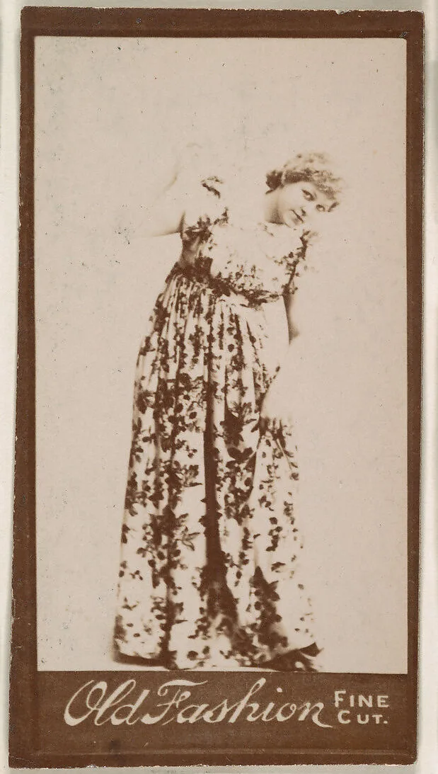 Actress wearing floral-print dress, from the Actresses series (N664) promoting Old Fashion Fine Cut Tobacco — Unknown
