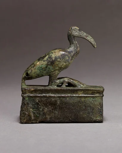 Ibis on a shrine shaped box, probably for an animal mummy