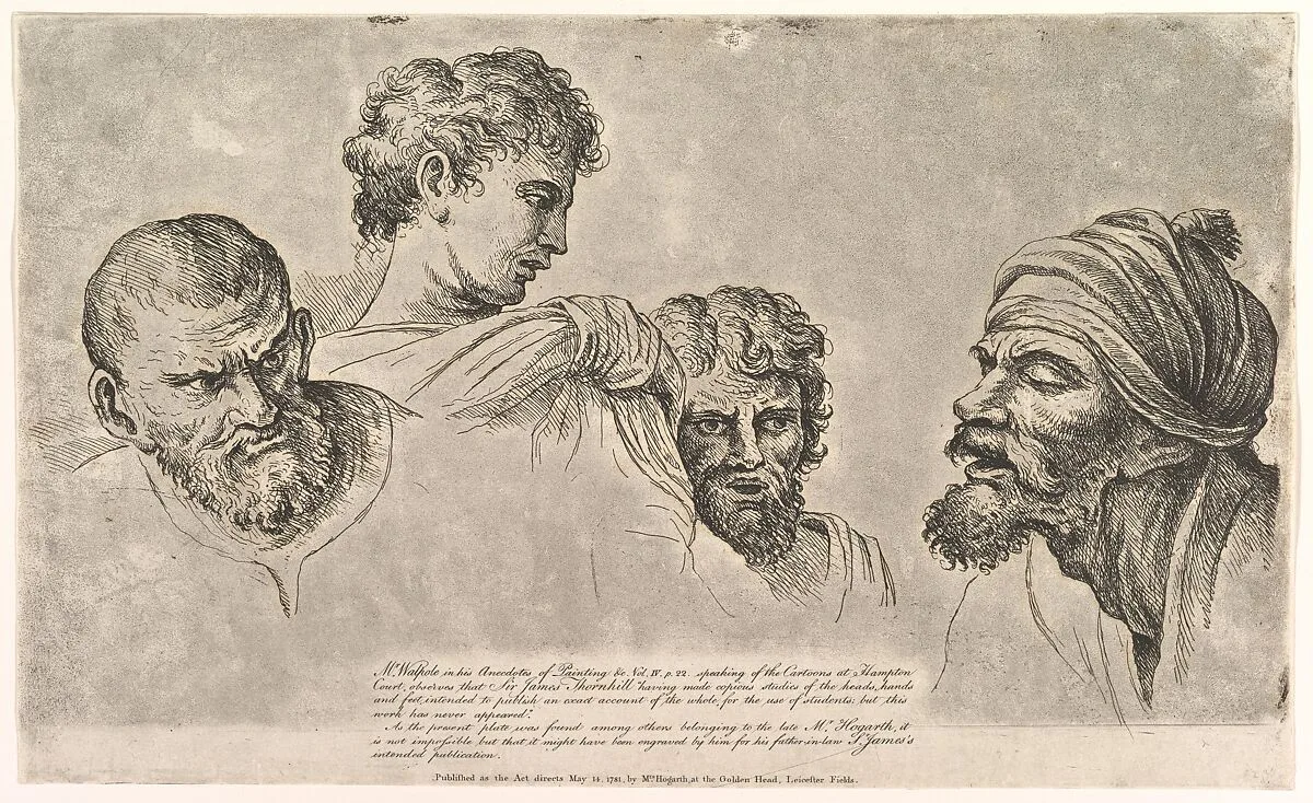 Four Heads From the Raphael Cartoons at Hampton Court — William Hogarth|Jane Hogarth|Raphael (Raffaello Sanzio or Santi)