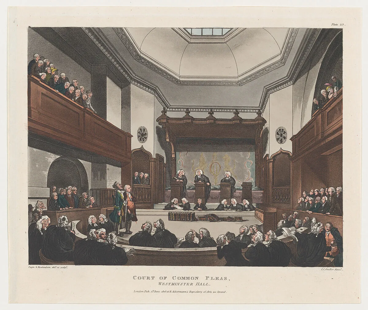 Court of Common Pleas, Westminster Hall — Rudolph Ackermann, London|Thomas Rowlandson|Auguste Charles Pugin|Joseph Constantine Stadler