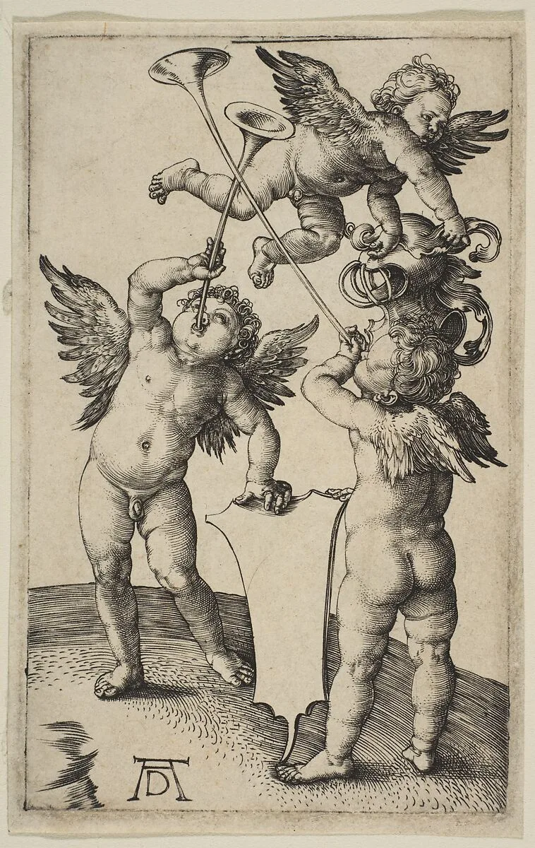 Three Putti with Trumpets — Albrecht Dürer