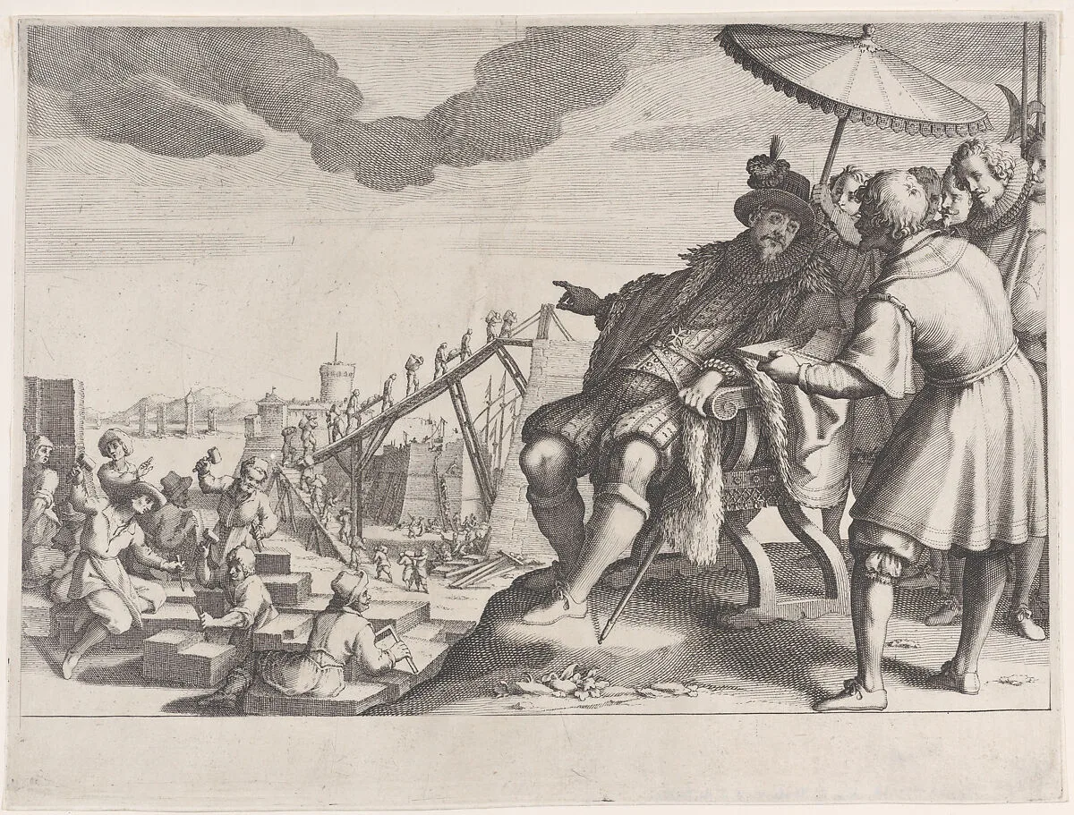 Le Grand Duc Fait Fortifier le Port de Livourne (The Grand Duke Fortifying the Port of Livourne), from La Vie de Ferdinand Ier de Médicis série appelée aussi Les Batailles des Médicis (The Life of Ferdinand I de'Medici also called The Medici Battles) — Jacques Callot|Matteo Rosselli