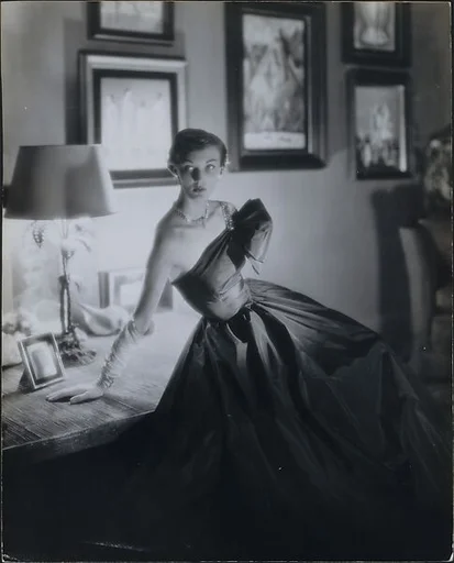 [Woman in Strapless Evening Gown, Possibly Evelyn Tripp in Apartment of George Platt Lynes]