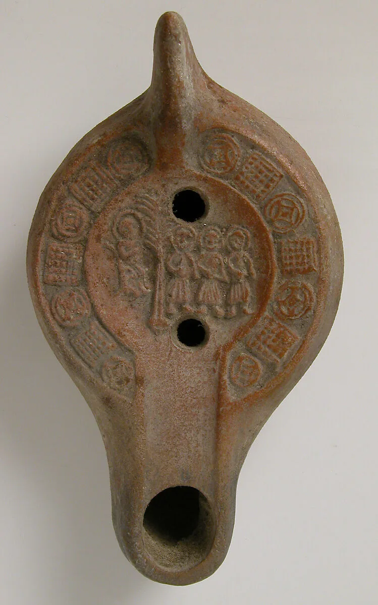 Lamp with the Three Hebrews before Nebuchadnezzar — Unknown
